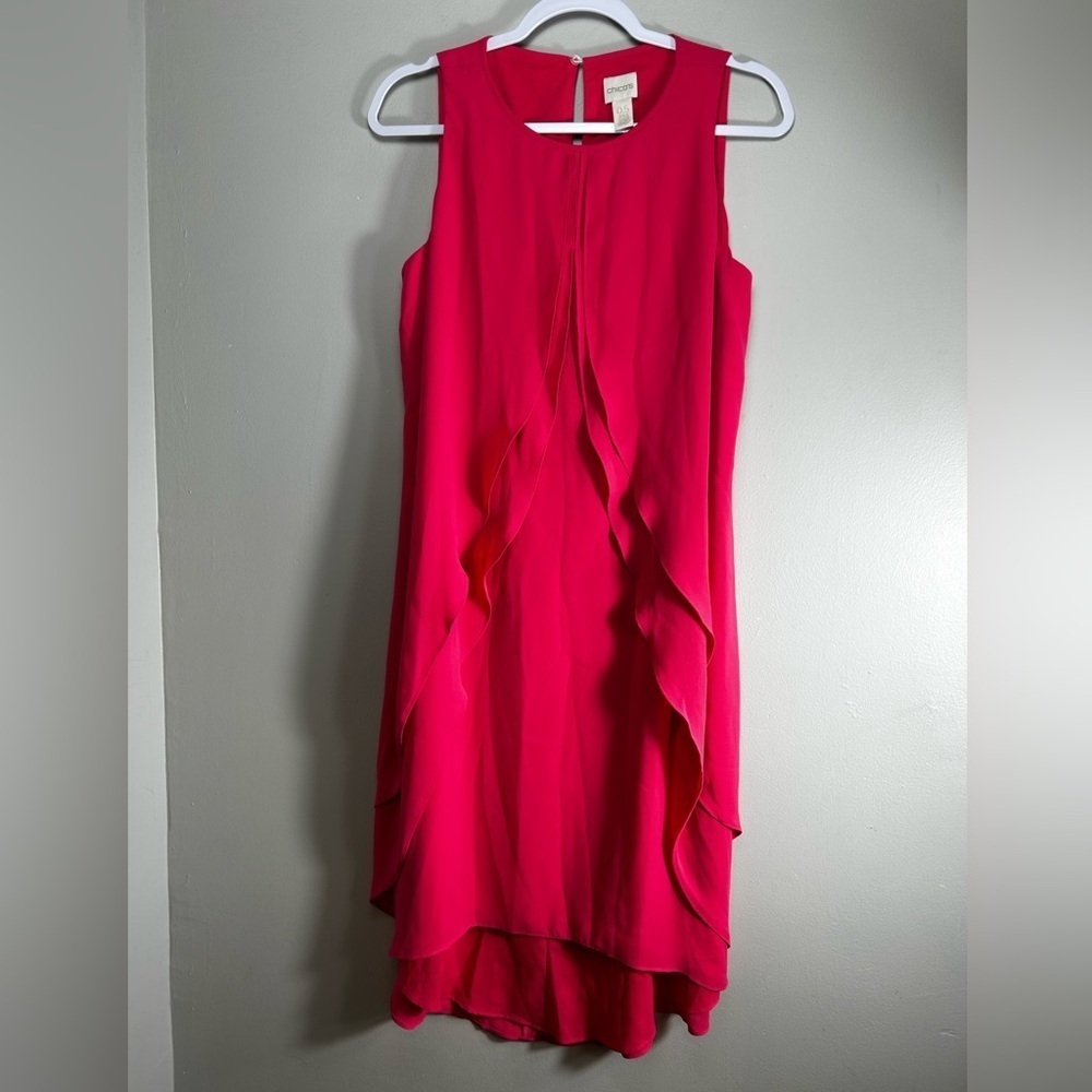 NWT Chico's Womens Pink Ruffle  Sleeveless Party Chic Maxi Dress Size O.5 /S